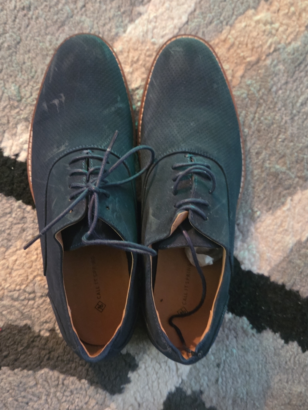 Call It Spring Men's Navy Lace-Up Derbys with Tan Trim